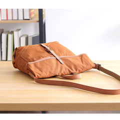 Canvas Leather Mens 13'' Khaki Side Bag Courier Bag Messenger Bag Black Shoulder Bag for Men - iwalletsmen