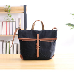 Canvas Leather Mens 13'' Khaki Side Bag Courier Bag Messenger Bag Black Shoulder Bag for Men - iwalletsmen