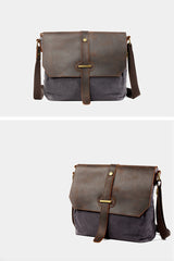 Waxed Canvas Leather Gray Mens Small Side Bag Green Shoulder Bag Messenger Bag For Men - iwalletsmen