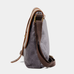 Waxed Canvas Leather Gray Mens Small Side Bag Green Shoulder Bag Messenger Bag For Men - iwalletsmen