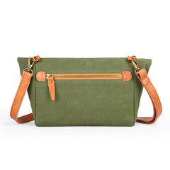 Canvas Leather Mens Womens Small Brown Messenger Bag Shoulder Bag Green Side Bag for Men - iwalletsmen