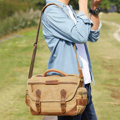 GREEN Waterproof CANVAS 14'' MENSCANON CAMERA SIDE BAG NIKON CAMERA SHOULDER BAG DSLR CAMERA MESSENGER BAG FOR MEN - iwalletsmen