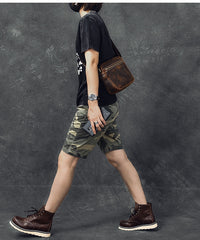 Vintage Leather Mens 8' Brown Saddle Side Bag Messenger Bag Small Postman Bag For Men - iwalletsmen