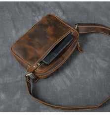 Vintage Leather Mens 8' Brown Saddle Side Bag Messenger Bag Small Postman Bag For Men - iwalletsmen