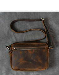 Vintage Leather Mens 8' Brown Saddle Side Bag Messenger Bag Small Postman Bag For Men - iwalletsmen