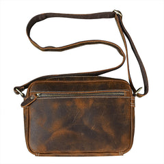 Vintage Leather Mens 8' Brown Saddle Side Bag Messenger Bag Small Postman Bag For Men - iwalletsmen