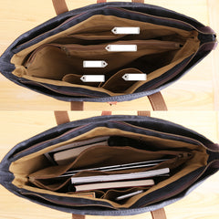 Waxed Leather Mens Womens Black 14'' Waterproof Tote Bag Handbag Tote Bag Shoulder Bag Tote Purse For Men - iwalletsmen