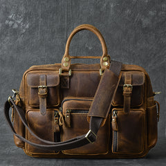 Canvas Leather Mens Womens Dark Coffee Travel Side Bag Messenger Bag Large Shoulder Bag For Men - iwalletsmen