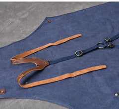 Canvas Leather Mens Womens Blue Craftsman Apron Cafe Staff Apron Work Apron for Men - iwalletsmen