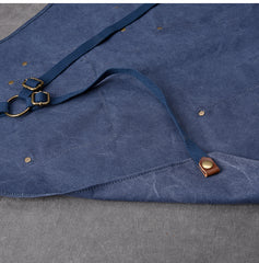 Canvas Leather Mens Womens Blue Craftsman Apron Cafe Staff Apron Work Apron for Men - iwalletsmen