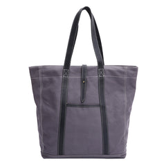 Canvas Leather Mens Womens Gray Tote Bag Handbag Tote Bag Shoulder Bag Tote Purse For Men - iwalletsmen