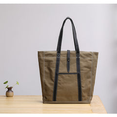 Canvas Leather Mens Womens Gray Tote Bag Handbag Tote Bag Shoulder Bag Tote Purse For Men - iwalletsmen