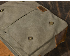 Canvas Leather Mens Womens Green Briefcase Side Bag Brown Messenger Bag Shoulder Bag For Men - iwalletsmen