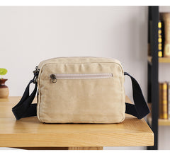 Canvas Leather Mens Womens Green Small 10'' Side Bag Blue Messenger Bag Small Courier Bag For Men - iwalletsmen