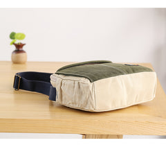 Canvas Leather Mens Womens Green Small 10'' Side Bag Blue Messenger Bag Small Courier Bag For Men - iwalletsmen