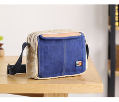 Canvas Leather Mens Womens Green Small 10'' Side Bag Blue Messenger Bag Small Courier Bag For Men - iwalletsmen