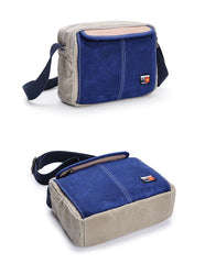 Canvas Leather Mens Womens Green Small 10'' Side Bag Blue Messenger Bag Small Courier Bag For Men - iwalletsmen