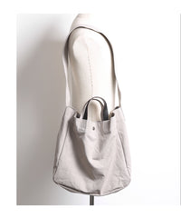 Canvas Leather Mens Womens Handbag Tote Bag White Shoulder Bag Tote Purse For Men - iwalletsmen