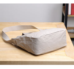 Canvas Leather Mens Womens Handbag Tote Bag White Shoulder Bag Tote Purse For Men - iwalletsmen