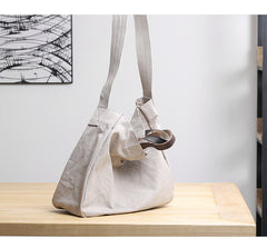 Canvas Leather Mens Womens Handbag Tote Bag White Shoulder Bag Tote Purse For Men - iwalletsmen