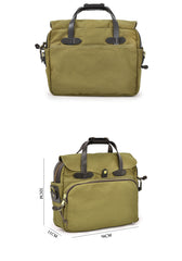 Canvas Leather Mens Khaki Briefcase 15'' Side Bag Messenger Bag Shoulder Bag For Men - iwalletsmen