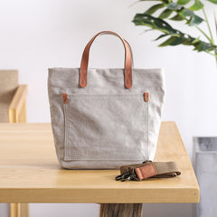 Canvas Leather Mens Womens Large White Handbag Tote Bag Khaki Shoulder Tote Purse For Men - iwalletsmen