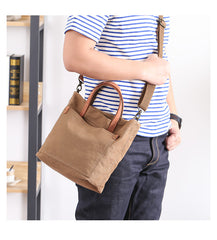 Canvas Leather Mens Womens Large White Handbag Tote Bag Khaki Shoulder Tote Purse For Men - iwalletsmen