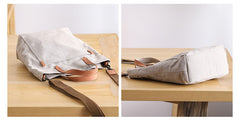 Canvas Leather Mens Womens Large White Handbag Tote Bag Khaki Shoulder Tote Purse For Men - iwalletsmen