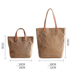 Canvas Leather Mens Womens Large White Handbag Tote Bag Khaki Shoulder Tote Purse For Men - iwalletsmen