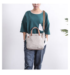 Canvas Leather Mens Womens Large White Handbag Tote Bag Khaki Shoulder Tote Purse For Men - iwalletsmen