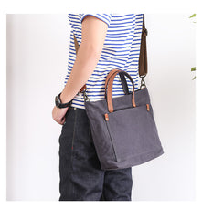 Canvas Leather Mens Womens Large White Handbag Tote Bag Khaki Shoulder Tote Purse For Men - iwalletsmen