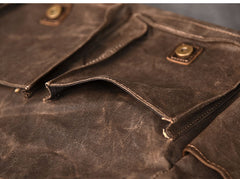 Canvas Leather Mens Large Khaki Side Bag 14'' Brown Messenger Bag Shoulder Bag For Men - iwalletsmen