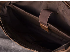 Canvas Leather Mens Large Khaki Side Bag 14'' Brown Messenger Bag Shoulder Bag For Men - iwalletsmen