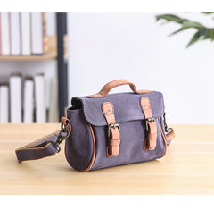 Canvas Leather Mens Womens Green Portable Side Bag Khaki Messenger Bag Small Courier Bag For Men - iwalletsmen