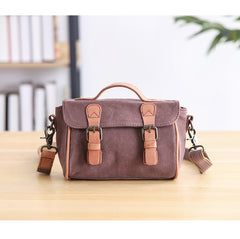 Canvas Leather Mens Womens Green Portable Side Bag Khaki Messenger Bag Small Courier Bag For Men - iwalletsmen