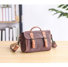 Canvas Leather Mens Womens Green Portable Side Bag Khaki Messenger Bag Small Courier Bag For Men - iwalletsmen