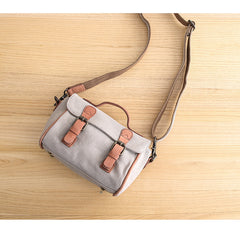 Canvas Leather Mens Womens Green Portable Side Bag Khaki Messenger Bag Small Courier Bag For Men - iwalletsmen