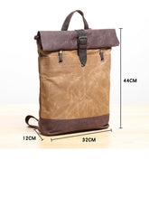 Waxed Canvas Mens Womens 14'' Travel Backpack Roll Up Backpack School Backpack for Men - iwalletsmen