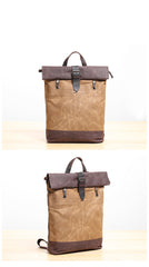 Waxed Canvas Mens Womens 14'' Travel Backpack Roll Up Backpack School Backpack for Men - iwalletsmen