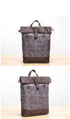 Waxed Canvas Mens Womens 14'' Travel Backpack Roll Up Backpack School Backpack for Men - iwalletsmen