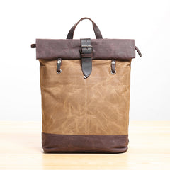 Waxed Canvas Mens Womens 14'' Travel Backpack Roll Up Backpack School Backpack for Men - iwalletsmen