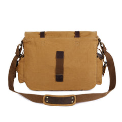 Canvas Leather Women Mens Blue 15'' Messenger Bag Khaki Side Bag Brown Shoulder Bag For Men - iwalletsmen