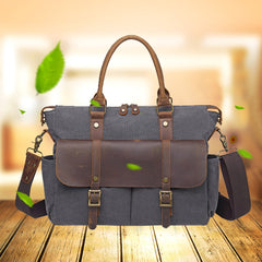 Canvas Leather Mens Womens Handbag Briefcase Bag Side Bag Travel Bag for Women - iwalletsmen