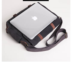 Canvas Mens Side Bag 15'' Black Large Courier Bag Postman Bag Messenger Bag for Men - iwalletsmen
