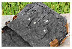 Canvas Mens 14'' Side Bag Courier Bag Gray Postman Bag Messenger Bag for Men - iwalletsmen