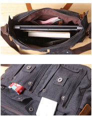 Canvas Mens 14'' Side Bag Courier Bag Gray Postman Bag Messenger Bag for Men - iwalletsmen