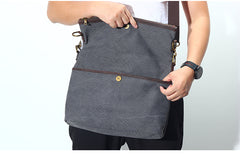 Canvas Mens 13‘’ Side Bag Courier Bag Gray Postman Bag Messenger Bag for Men - iwalletsmen