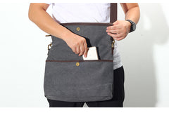 Canvas Mens 13‘’ Side Bag Courier Bag Gray Postman Bag Messenger Bag for Men - iwalletsmen