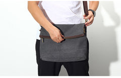 Canvas Mens 13‘’ Side Bag Courier Bag Gray Postman Bag Messenger Bag for Men - iwalletsmen