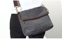 Canvas Mens 13‘’ Side Bag Courier Bag Gray Postman Bag Messenger Bag for Men - iwalletsmen